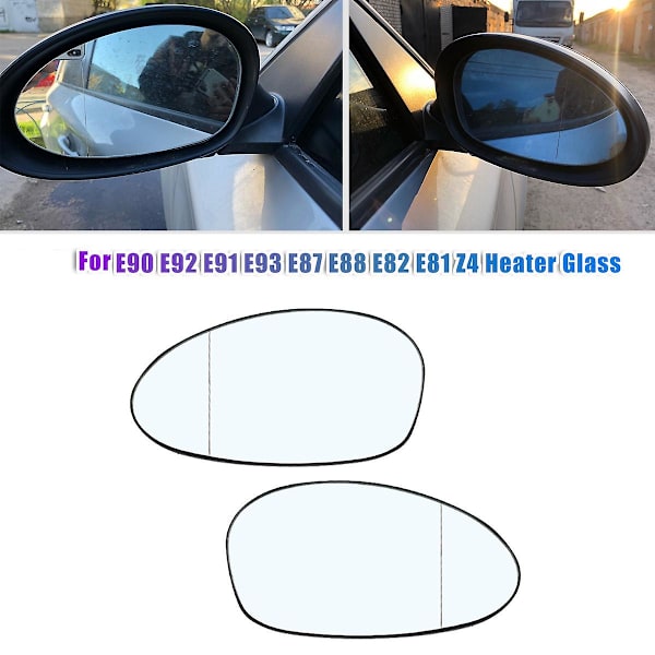 2 stk Bilspeil Side Speil Oppvarmet Anti-Dug Defroster Glass for E92 E91 E93 E90 E87 E88 E82 E81 Z4 51167145267