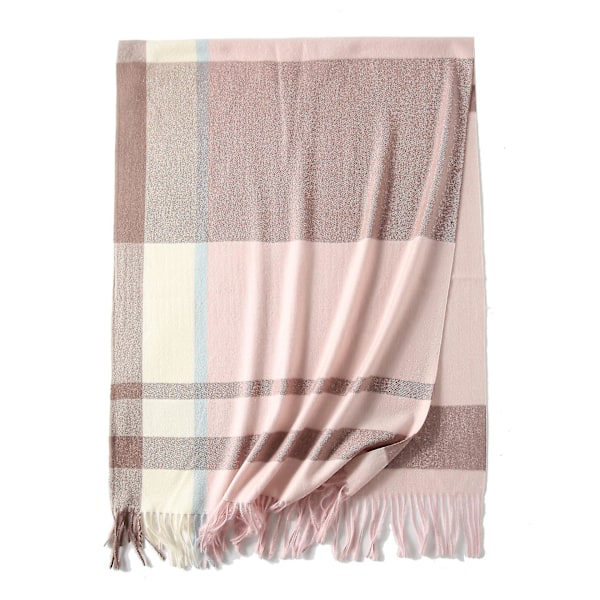 Klassisk Rutiga Tartan Cashmere Halsduk för Kvinnor Män Mjuk Rutig Frans Halsdukar Rosa
