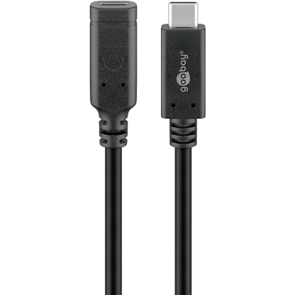 USB-C™-forlengelse, 1 m, svart
