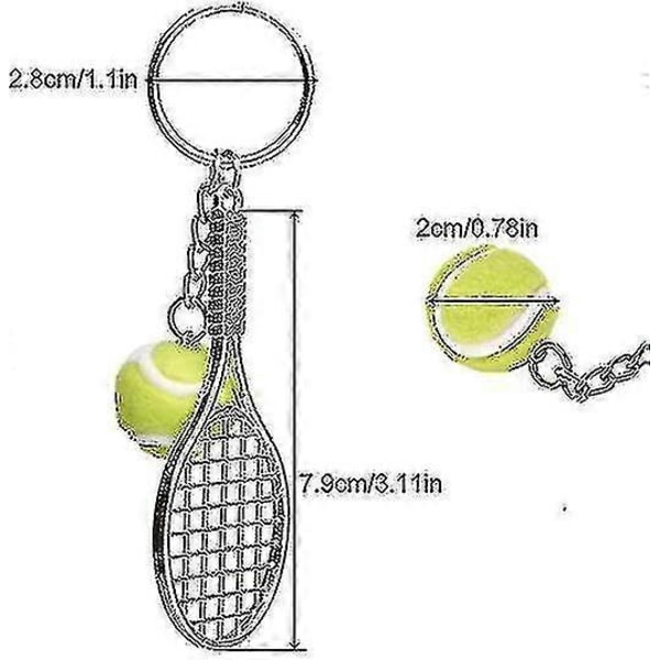 Tennis Ketsjer Nøglering, Kreativ Metal Nøglering Sport Nøglering Tennisbold Nøglering 2 stk