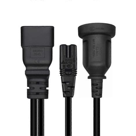 Y-splitter strømkabel IEC 320 C20 til C7+AU, 250V, han C20 16A