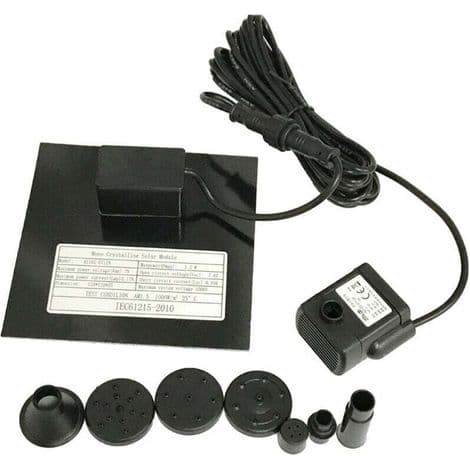 7V 1.2W Solfontänpump, Solvattenpump med 6 Munstycken, Borstlös Dränkbar Fontänsats, 1111cm, 3m Kabellängd