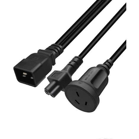 IEC320-C20 han til IEC320-C5 hun strømomformer kabel + AU, sort, 10A