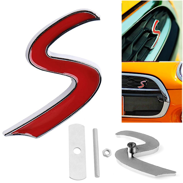 3D Metal S Front Grille Badge Emblem Dekal til Mini Cooper R50 R52 R53 R56 R