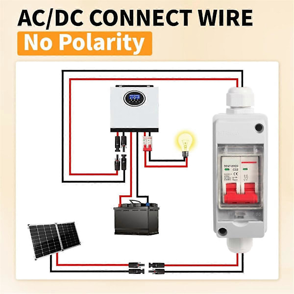 Solpanel Frånkopplingsbrytare DC 500V Solcellsströmbrytare Box 32Amp IP65 Vattentät Miniatyr Circ