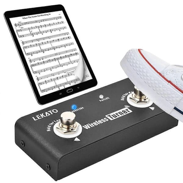 Lekato Stämpedal Trådlös Extern Sida Gitarr Effektpedal Blädderpedal för Gitarr Looper Smartphones Surfplattor