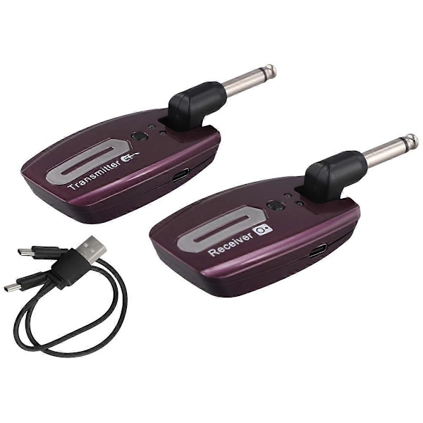 Trådlöst gitarrsystem USB Uppladdningsbar Trådlös Gitarrsändare Mottagare Elgitarr Bas W