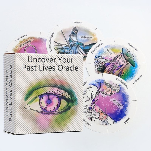 Upptäck ditt tidigare liv Oracle Deck Rund form 87 kort med Pdf Guide Book