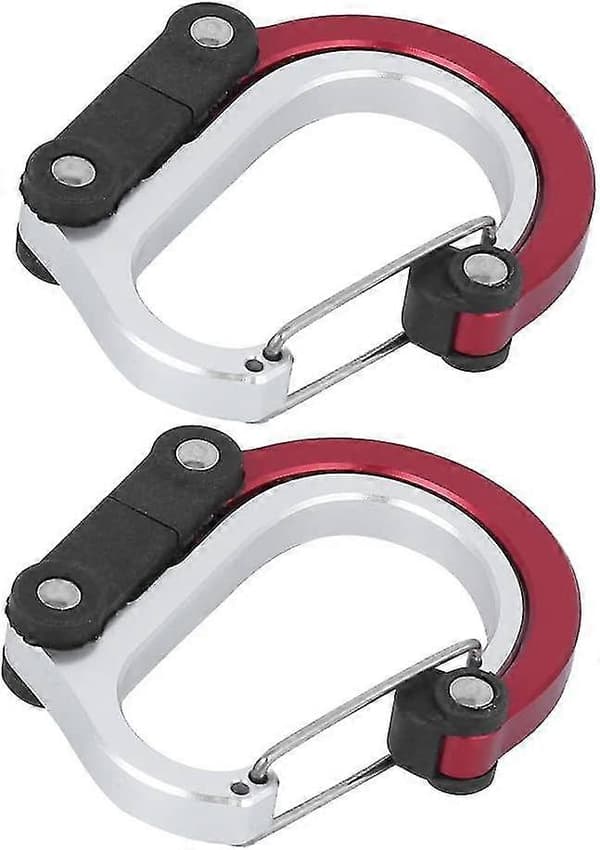 Aluminiumlegering Spänne Ring Multifunktionell Snabbhängande Extern Spänne Utomhusresor Med D-typ Spänne Ring (röd) (2st)