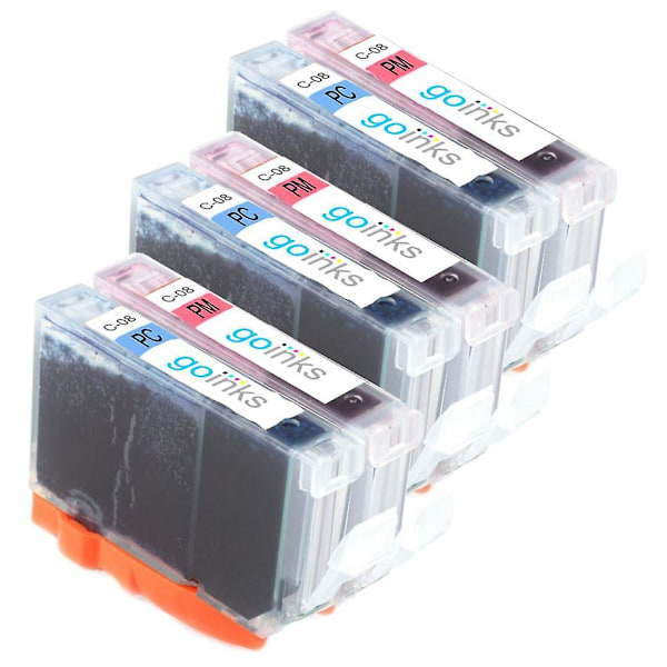 3-pack med 2 bläckpatroner för att ersätta Canon CLI-8PC & CLI-8PM Kompatibel/icke-OEM från Go Inks (6 bläck)