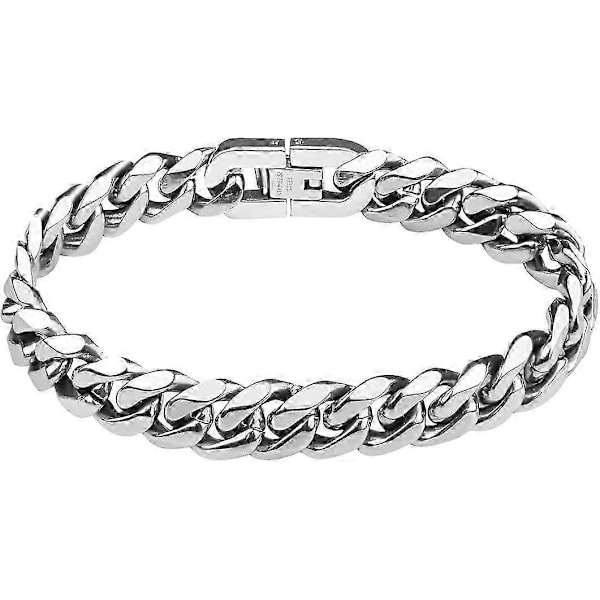 Herrarmband i stark antik kubansk silver, mode retro titanstål enkel sexsidig platt denimarmband