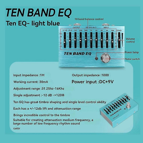 SA-01 Controller Equalizer 10 Band Elgitarrpedal Effekt EQ Pedaler True Bypass Gitarr Bas Delar & Tillbehör