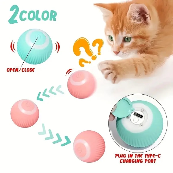1 stk Smarte katteleker Automatisk rullende ball Elektriske katteleker Interaktive for katter Trening Selvbevegende kattungeleker Dyretilbehør