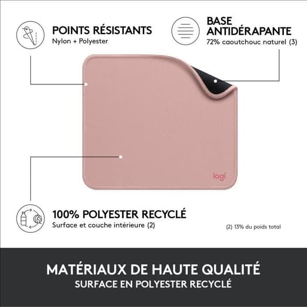 Musemåtte - Let glidende - Pink, 300*250*3mm