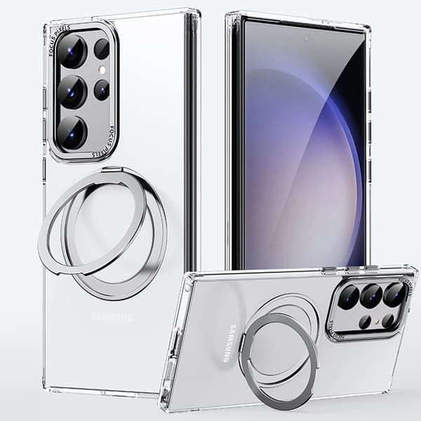 Protective Samsung Case with Magnetic Stand Transparent Samsung Galaxy S24 Plus