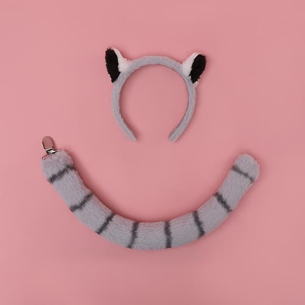 Plush Lemur Ørehodeband Lolita Hodeplagg Lang Hale Pels Hårbånd