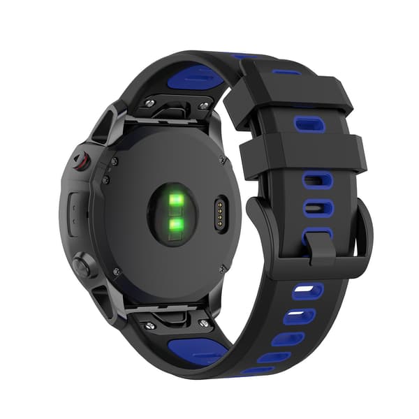 Garmin Fenix 5/6 ranneke silikoni musta/sininen
