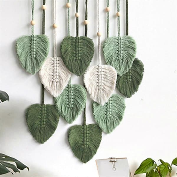 Blad Macrame Väggbonad Boho Rum Heminredning Vävda Estetiska Väggtapetsering Hem Rum Bröllopsdekoration