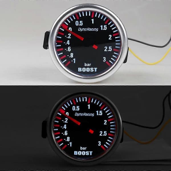 Dynoracing 2 52MM Turbo Boost Måler 3 BAR Mekanisk Hvit Led Boost Måler Røyk Linse Boost Sensor BX101537