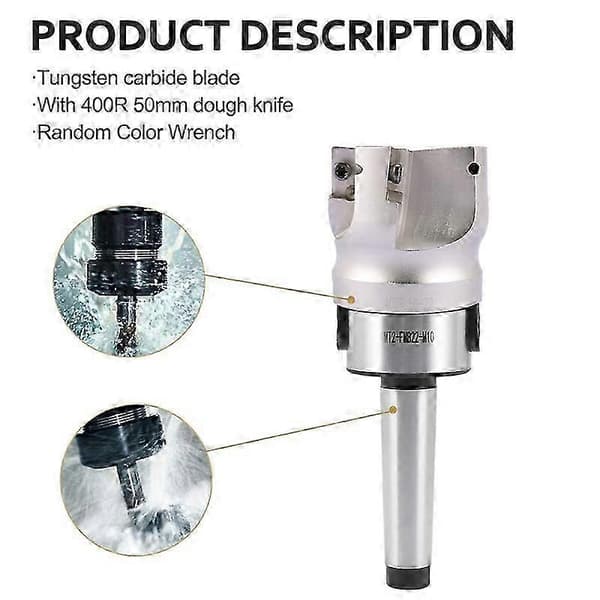MT2 M10&50mm Planfræser + 10 stk. APMT1604 Karbidskær Nøgle CNC JP