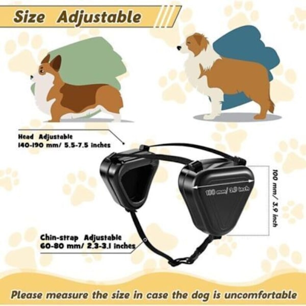 Hunde støjreducerende høreværn, hundehøreværn, sort