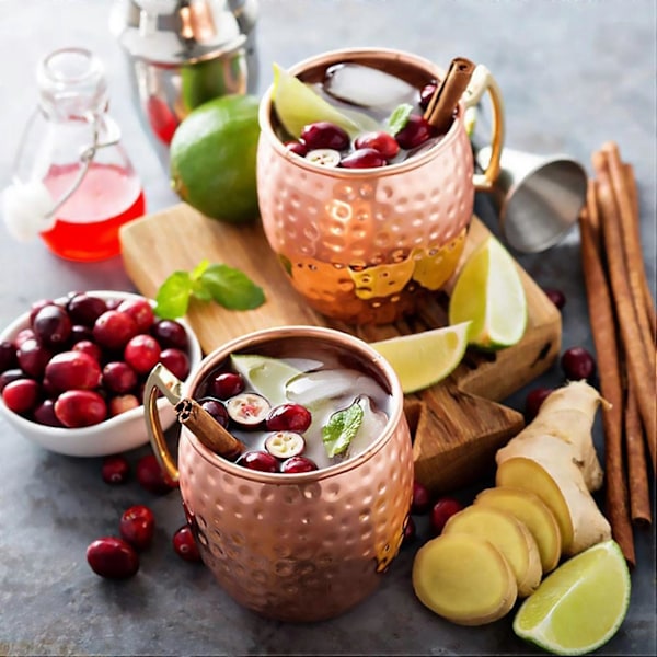 Mini 2-ounce Moscow Mule-mugg i rostfritt stål, Espresso Mini-muggar, kopparpläterade muggar, set om 4