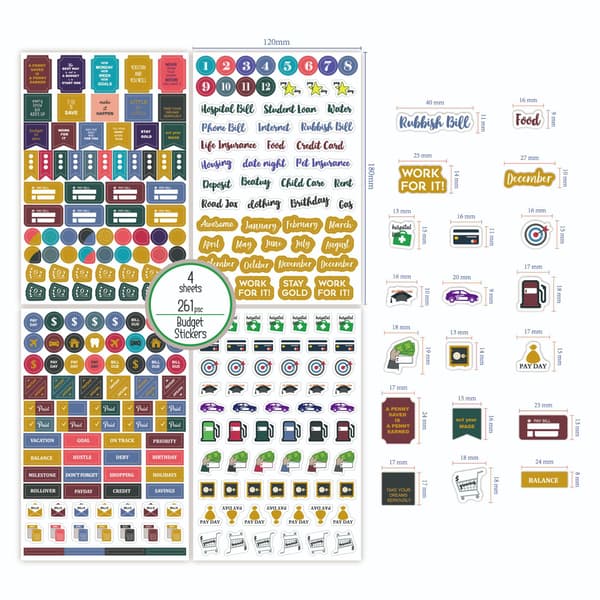 Budget Planning Stickers - 4 Sheets Model 1