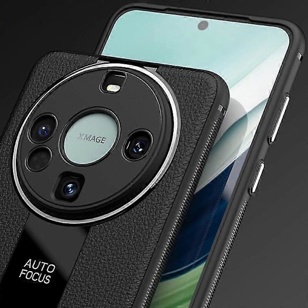 For Huawei Mate 60 Deksel Støtsikker PU Lær+TPU+Akryl Telefon Shell - Svart