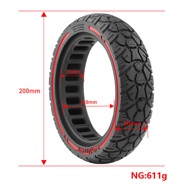 Punkterfrit dæk Xiaomi M365 8.5x2.0 (230x50) Sort/rød