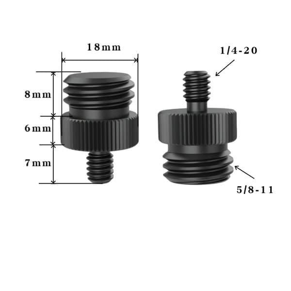 Stativadapter 1/4\"-20 till 5/8\"-11 - 5-pack Svart 1/4-20