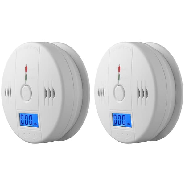 2-pack rökdetektor och kolmonoxiddetektorlarm med LCD-display A