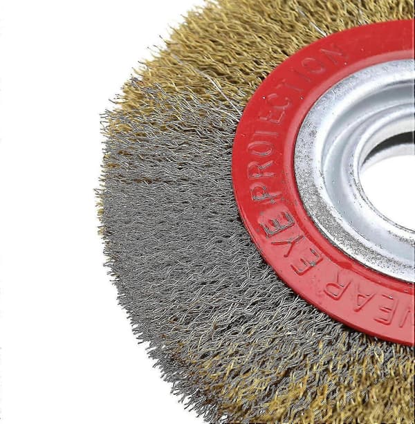 Sirkelformet stålbørste kompatibel med slipebenk, diameter 125mm
