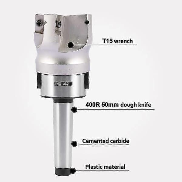 MT2 M10&50mm Planfræser + 10 stk. APMT1604 Karbidskær Nøgle CNC JP