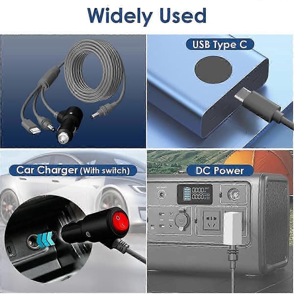 Til Mini 3 I 1 Kabelledning Extens Mini Usb C 12-20v Stik 2m-Yogu