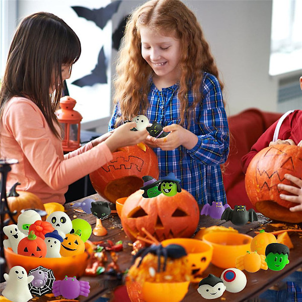 24 st Halloween Mochi Squishy Blind Box Stress Relief Överraskningsleksaker Barnpresenter