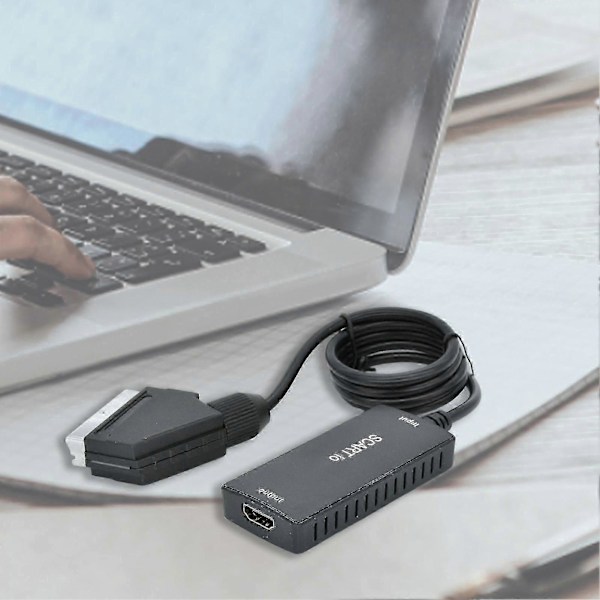 Videoadapter Rask Hastighet Barrierefri Overføring Profesjonell SCART til HDMI-kompatibel Video Lyd Tilkoblingskabel Datatilbehør