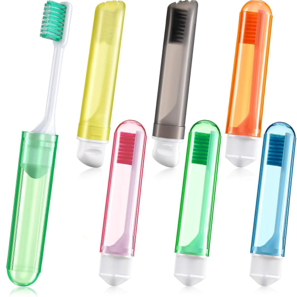 6 stykker rejsetandbørste Mini rejsetandbørstesæt Foldetandbørste leveres med en tandbørsteboks til rejser