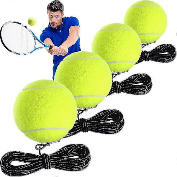 4 stk. tennis træningsbold med snor, tennis trænerbolde selvtræner værktøj tennisbold træningsudstyr til tennis træner træning