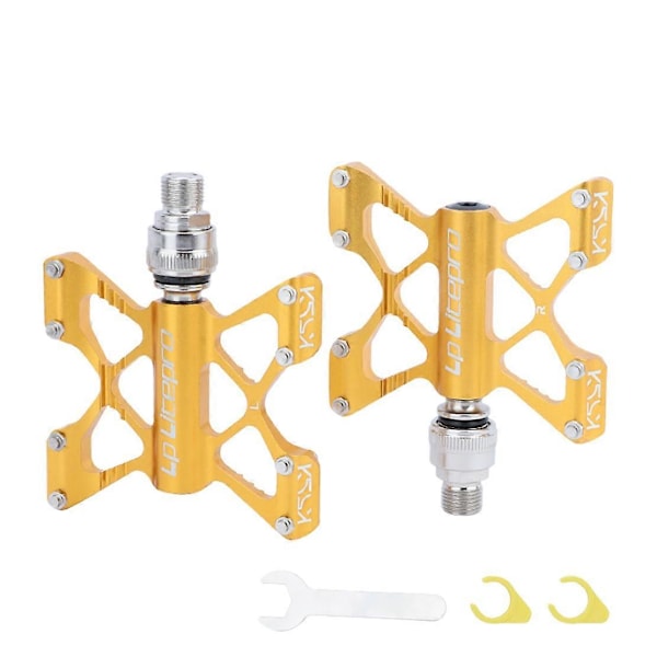 K5 Folding Bike Quick Release Pedal Aluminum Alloy Bearing Pedals for BMX Bicycle Parts, Gold