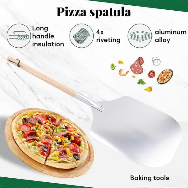 Pizza Pusher, pizzaspade lavet af rustfrit aluminium (90 cm) - praktisk og solid tråd, pizzaløfter