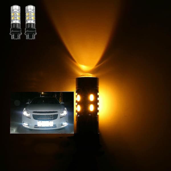 3157 LED DRL Hvit/gul Switchback Blinklys Parkeringslys Pærer