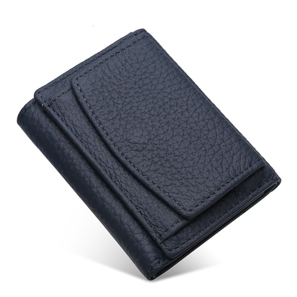 Kvinners liten lommebok Myntveske i ekte skinn Lommebok Mini lommebok Kort Stil-jbk Dark blue