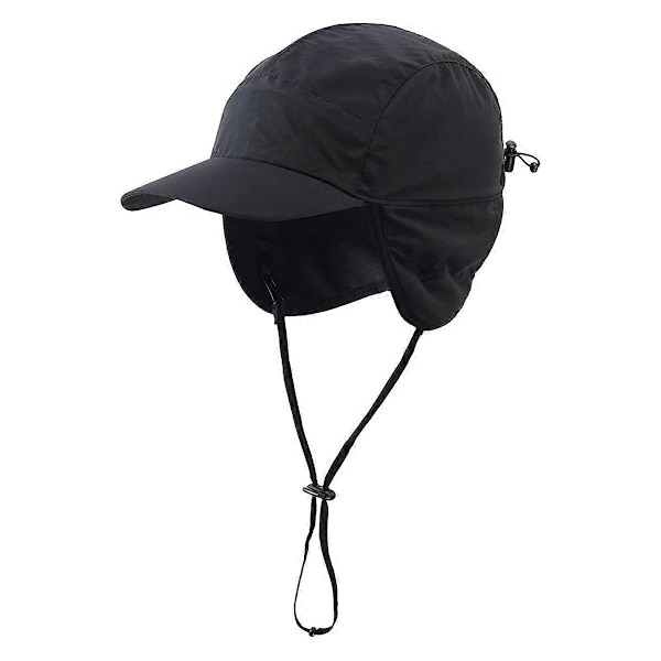 Vandtæt Vinterhat til Mænd med Varmt Polyesterfor og Øreklapper - Baseball Cap - Sort