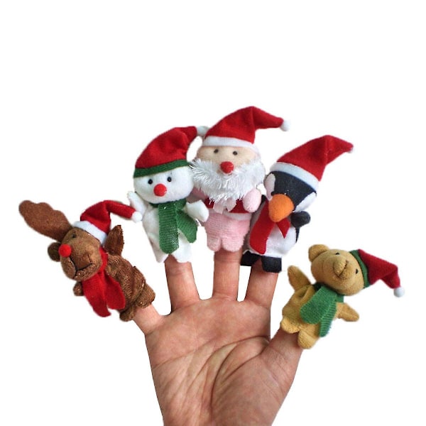 10 st julfingerdockor Tomte, Rådjur, Snögubbe Pedagogiska Fingerdockor Dockor Handleksaker