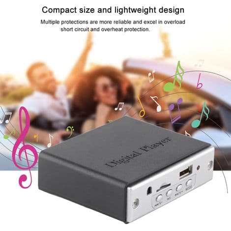 MP3-spiller med høykvalitets lydforsterker, dekoding og USB 2.0 fjernkontroll (svart)