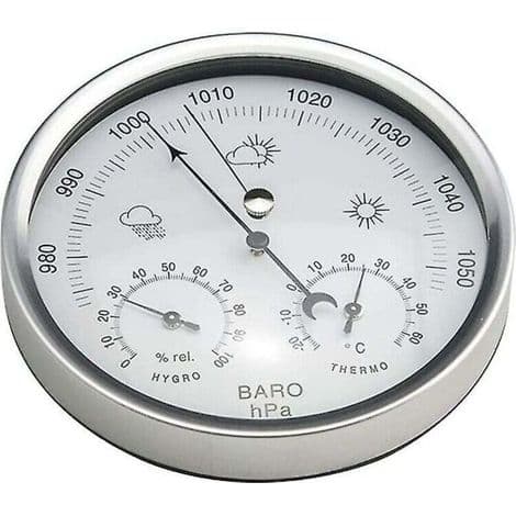 Analog urskivebarometer værstasjon med termometer, hygrometer, atmosfærisk trykkmåling, enkel og lett å lese.