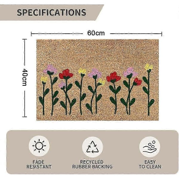 Dørmatter, blomster, dørmatter, inngangsmatter, dørmatter, gulvmatter, absorberende baderomsmatter