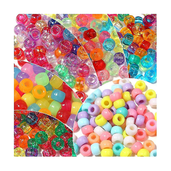 Kandi Pärlor Bulk För DIY Hantverk Smyckestillverkning Kandi Armband 6x9mm Cirka 1800st, Ljus Färg
