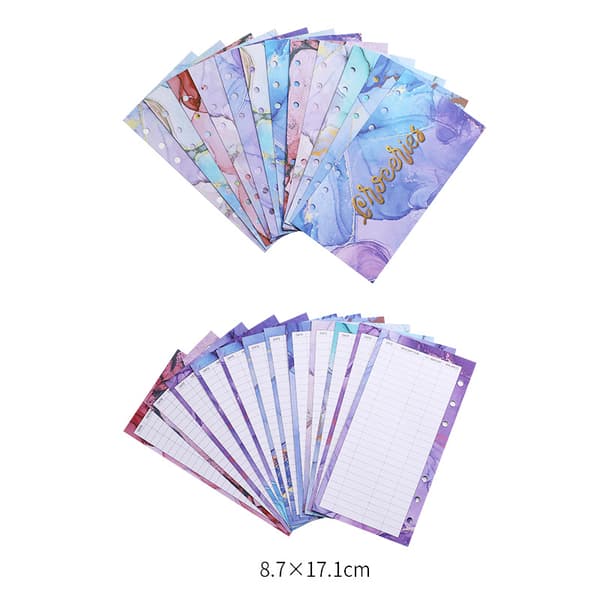 A6 Paper for Budget Planning for 6-Ring Binder, 12-pack MultiColor