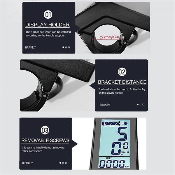 Ebike LCD-display Mini Meter KT-LCD4 Display Vattentät Anslutning för KT Controller Elektrisk Cykel